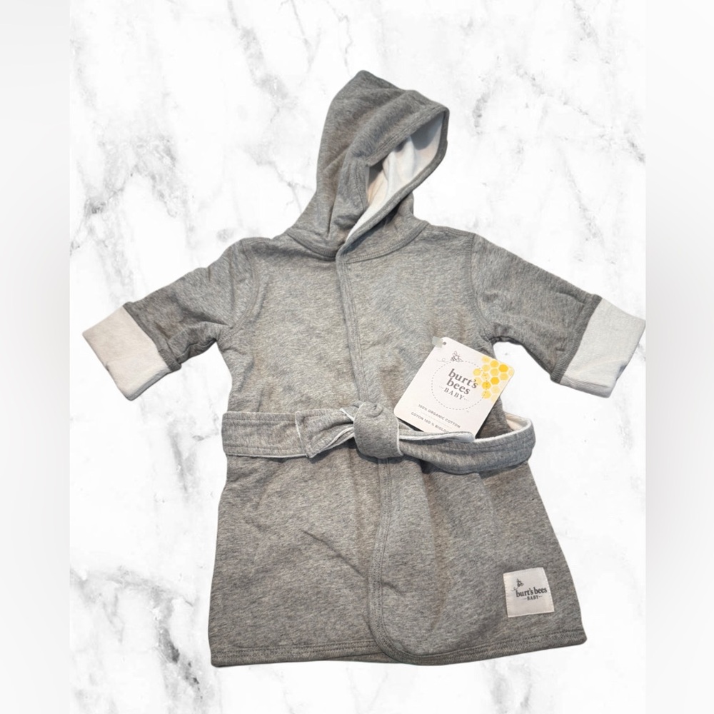 Burt's Bees Gray Hooded robe Cozy Fit
